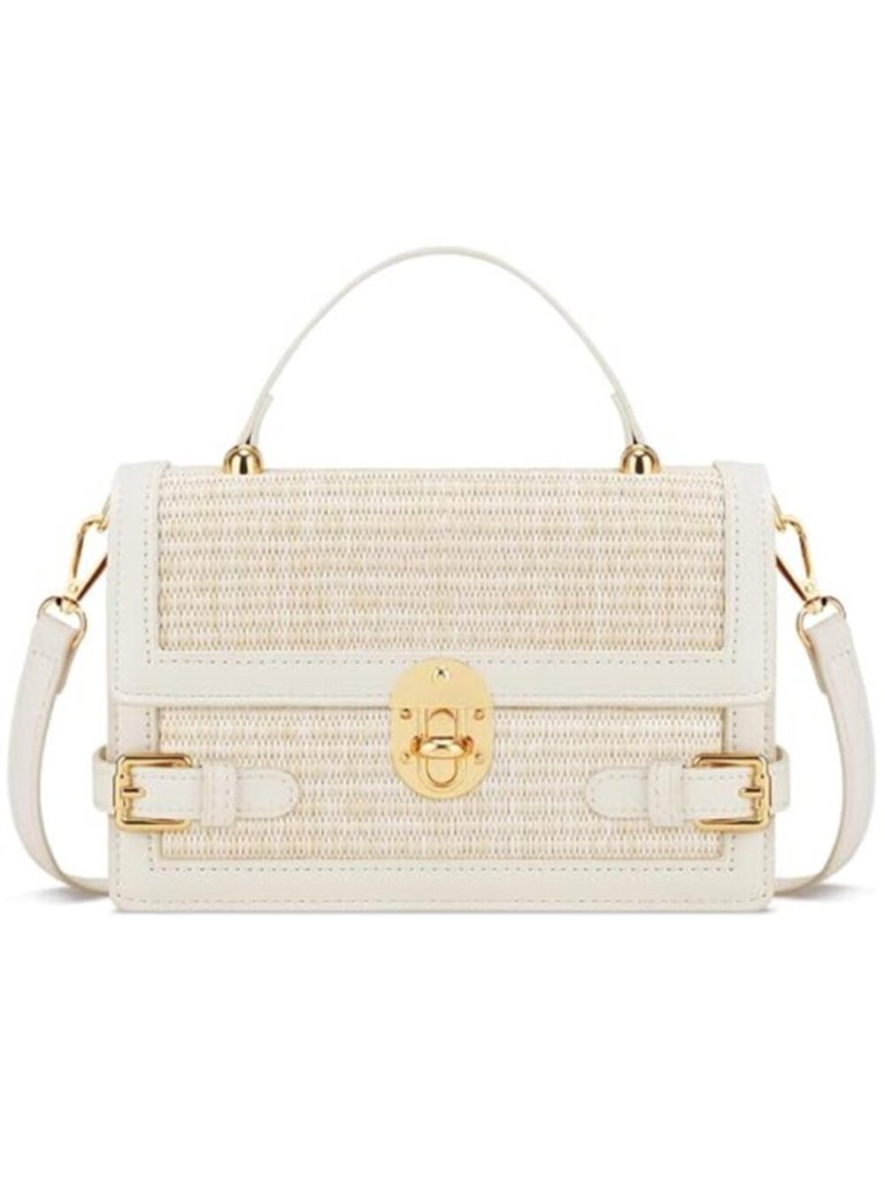 Straw Purses for Women – Summer Beach Shoulder Purse & Clutch Handbag, Beige
